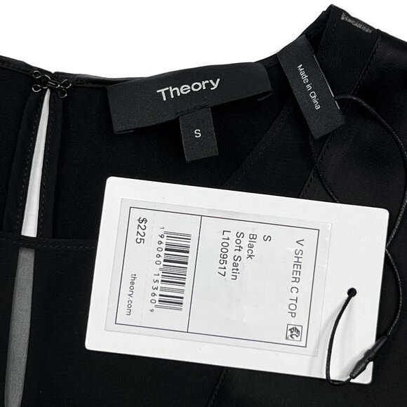 Theory Semi-Sheer Sleeveless Top in Satin Black Minimalist Capsule Size S - NWT - Picture 5 of 8